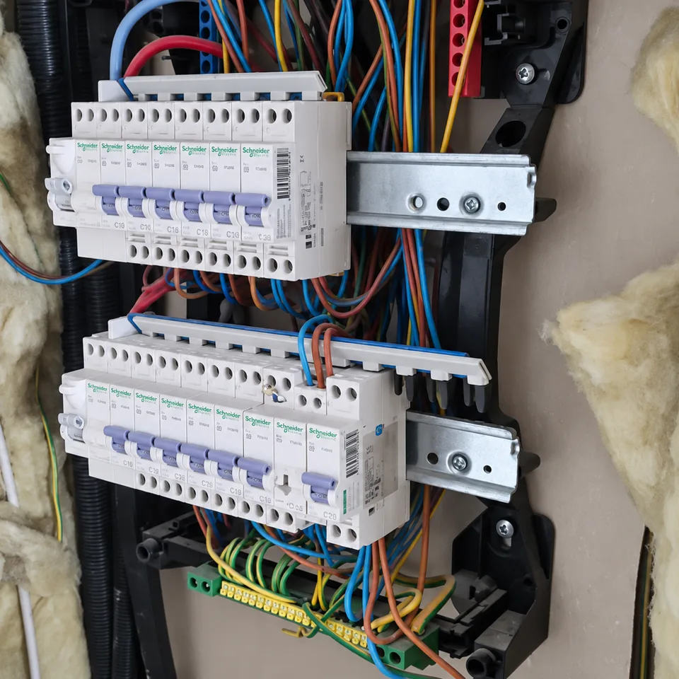 Tableau électrique et câblage sur un chantier de rénovation
